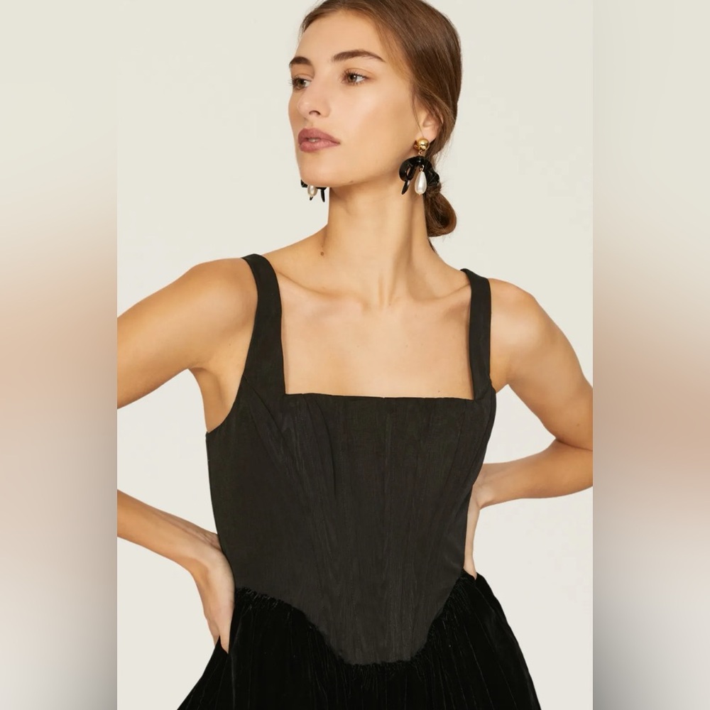 STAUD LANDSCAPE DRESS BLACK